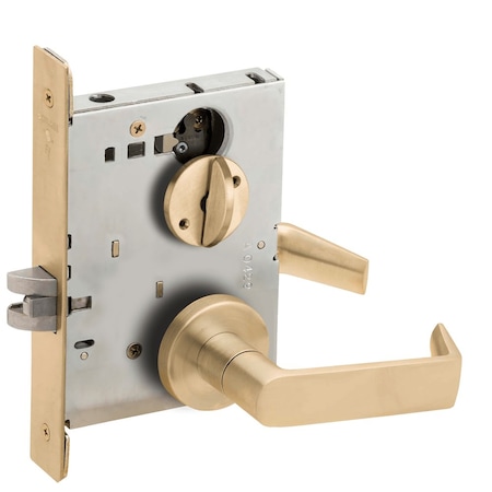 Schlage Grade 1 Bed Bathroom Privacy Mortise Lock, 06 Lever, A Rose, Satin Brass Finish, Field Reversible L9040 06A 606